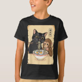 Cat Ramen Monkey Shirt Funny Cat Monkey Eating Ram (Voorkant)