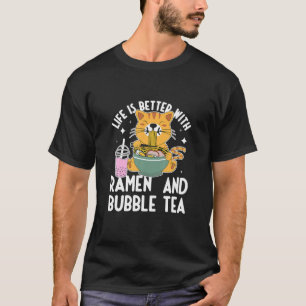 Cat Ramen Noodle Boba Bubble Tea Japans Kawaii A T-shirt