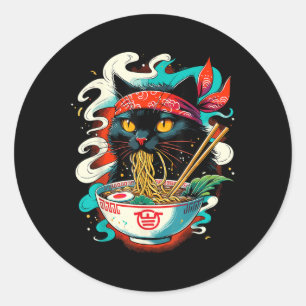 Cat Ramen Noodle Japanse Anime Kawaii Cat Ronde Sticker