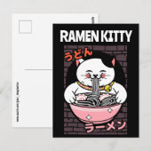CAT RAMEN NOODLES SOUP KAT BRIEFKAARTEN (Voorkant / Achterkant)
