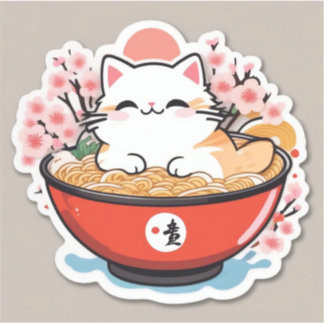 Cat ramen sticker