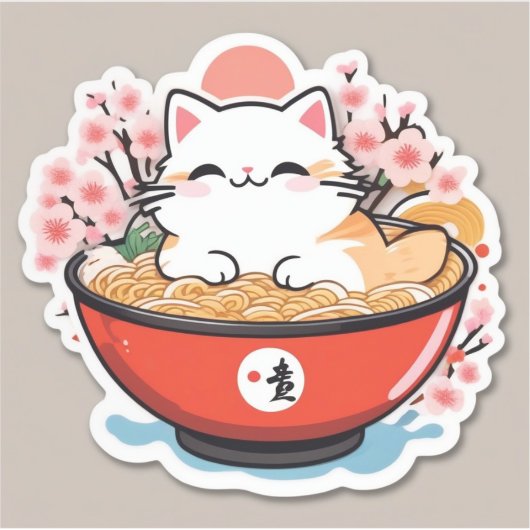 Cat ramen sticker (Voorkant)