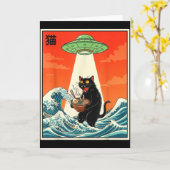 Cat Ramen Ufo Funny Japanese Anime Tee Men Women T Kaart (Gele Bloem)