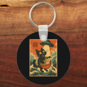 Cat Ramen Ufo Funny Japanese Anime Tee Men Women T Sleutelhanger (Voorkant)