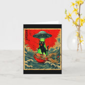 Cat Ramen Ufo Japanese Anime Graphic Tees Men Wome Kaart (Gele Bloem)