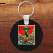 Cat Ramen Ufo Japanese Anime Graphic Tees Men Wome Sleutelhanger (Voorkant)