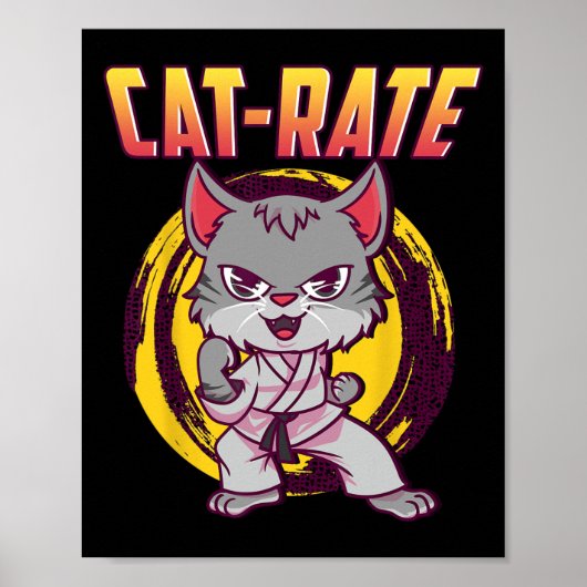 Cat-rate Karate Kat Voor Mannen Vrouwen Meisjes Ki Poster (Voorkant)