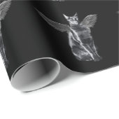 Cat Raven Creepy Crow Wings Gothic Kat Cadeaupapier (Rol Hoek)