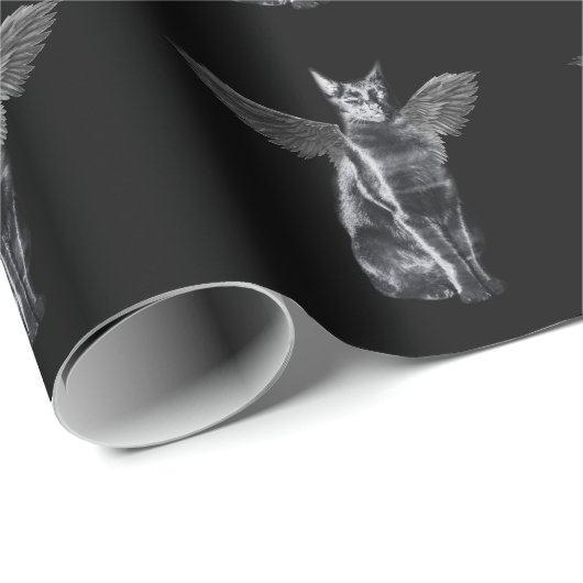 Cat Raven Creepy Crow Wings Gothic Kat Cadeaupapier (Rol Hoek)