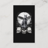 Cat Raven Skulls Creepy Crow Moon Kitten Gothic Visitekaartje (Voorkant)