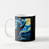 Cat Reaching Moon Starry Night Funny Kitten Men Wo Koffiemok (Links)