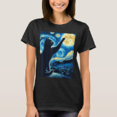 Cat Reaching Moon Starry Night Funny Kitten Men Wo T-shirt (Voorkant)