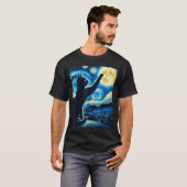 Cat Reaching Moon Starry Night Funny Kitten Men Wo T-shirt (Voorkant volledig)
