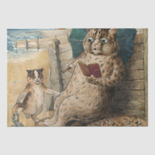 Cat Reading a Book by Louis Wain Tissuepapier