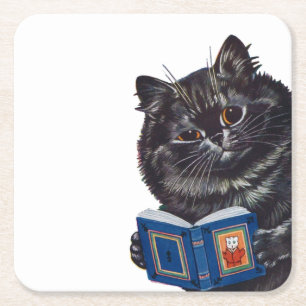 Cat Reading a Book, Louis Wain Kartonnen Onderzetters