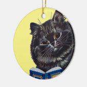 Cat Reading a Book, Louis Wain Keramisch Ornament (Links)