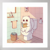 Cat Reading A Book On The Toilet Folie Afdrukken (Voorkant)