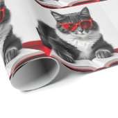 Cat Reading Book Cadeaupapier (Rol Hoek)