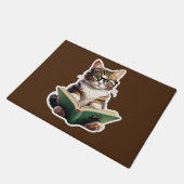 Cat Reading Book Deurmat (Schuin)