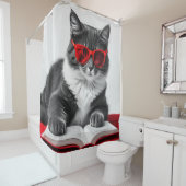 Cat Reading Book Douchegordijn (In situ)