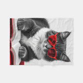 Cat Reading Book Fleece Deken (Voorkant (Horizontaal))