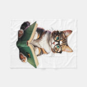 Cat Reading Book Fleece Deken (Voorkant (Horizontaal))