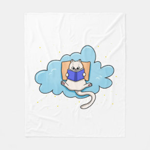 Cat Reading Book Fleece Deken