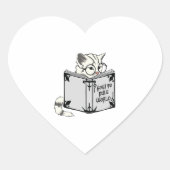 Cat Reading Book Hart Sticker (Voorkant)