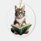 Cat Reading Book Keramisch Ornament (Links)