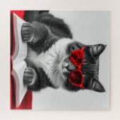 Cat Reading Book Legpuzzel (Horizontaal)