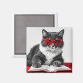 Cat Reading Book Magneet (Voorkant / Achterkant)