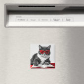 Cat Reading Book Magneet (Insitu (Vaatwasser))