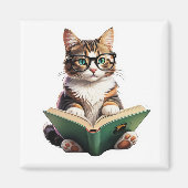 Cat Reading Book Magneet (Voorkant)