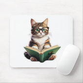 Cat Reading Book Muismat (Met muis)