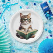 Cat Reading Book Papieren Bordje (Feest)