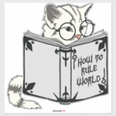 Cat Reading Book Sticker (Vel)