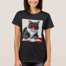 Cat Reading Book T-shirt