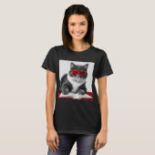 Cat Reading Book T-shirt (Voorkant volledig)