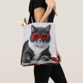 Cat Reading Book Tote Bag (Dichtbij)