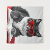 Cat Reading Book Wandkleed (Voorkant (horizontaal))