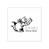  Cat Reading Bookplate Ex Libris Bookish Rubberstempel (Afrduk)