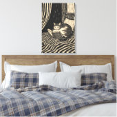 cat reading in bed canvas afdruk (Insitu (Slaapkamer))