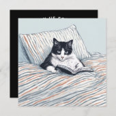 cat reading in bed kaart (Voorkant / Achterkant)