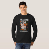 Cat Reading Is Fundamental Geeky Bookworm Poetry L T-shirt (Voorkant volledig)