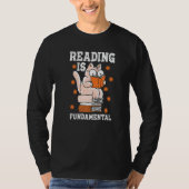 Cat Reading Is Fundamental Geeky Bookworm Poetry L T-shirt (Voorkant)
