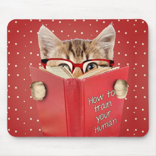 Cat Reading Reading Red Book Muismat (Voorkant)