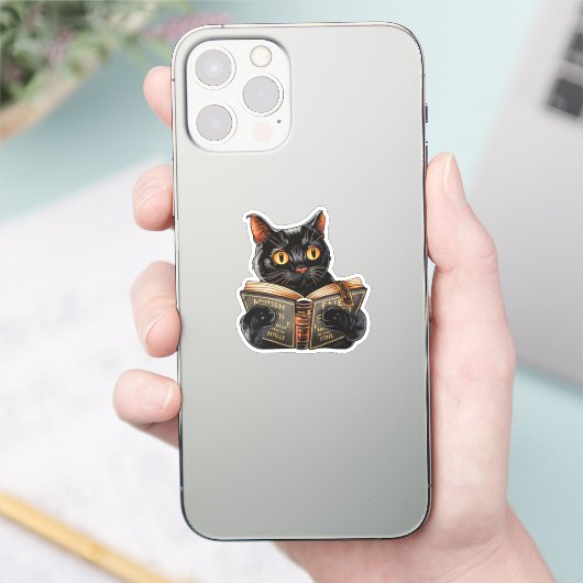 Cat Reading Sticker (Telefoon)