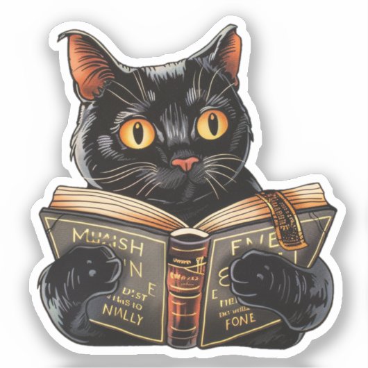 Cat Reading Sticker (Voorkant)