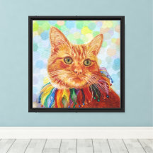 Cat Red Ginger Feline Oil Painting Canvas