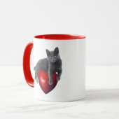 Cat Red Heart Mok (Voorkant links)